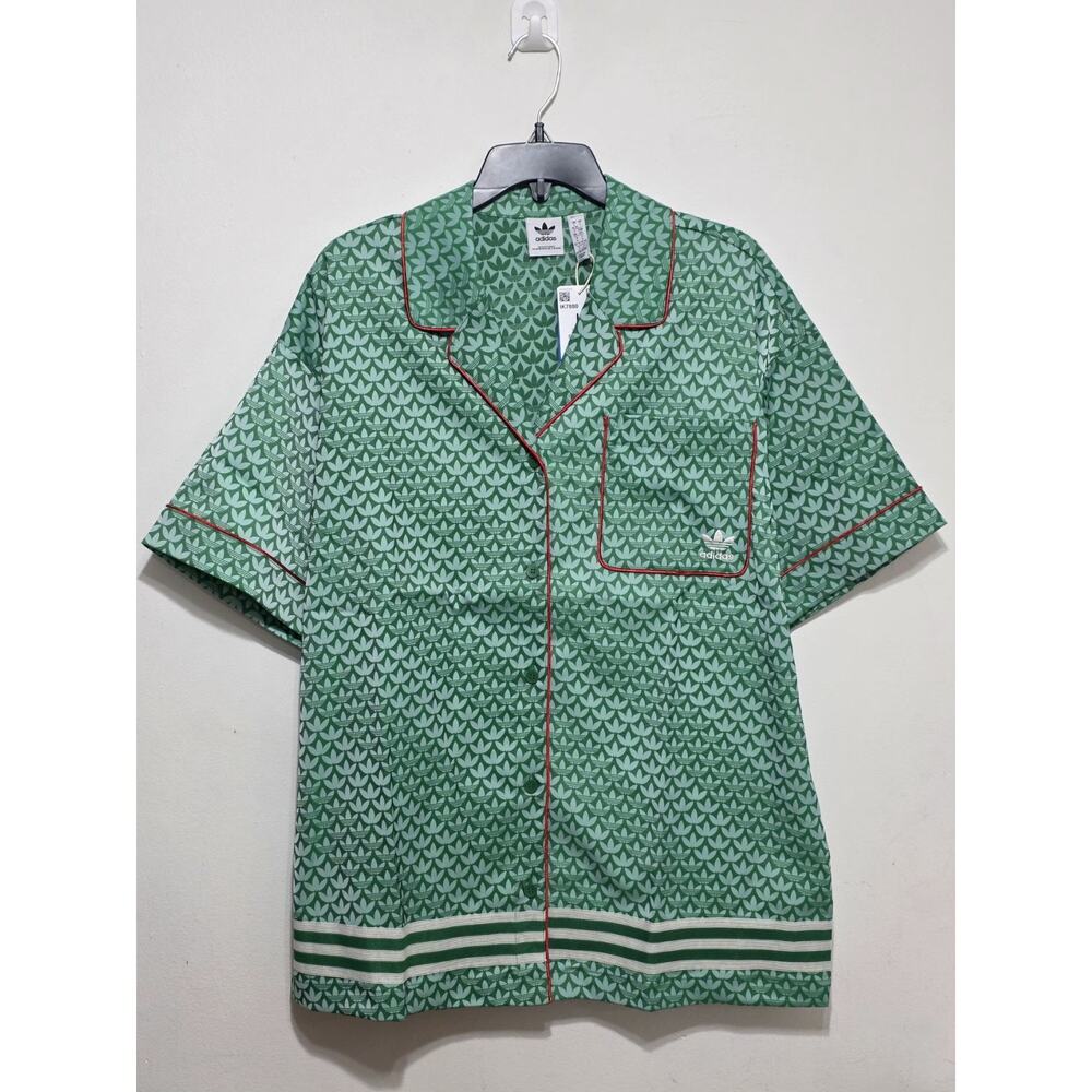 Adidas Originals Adicolor 70s Satin Shirt IK7880 Green Women's Size Large New